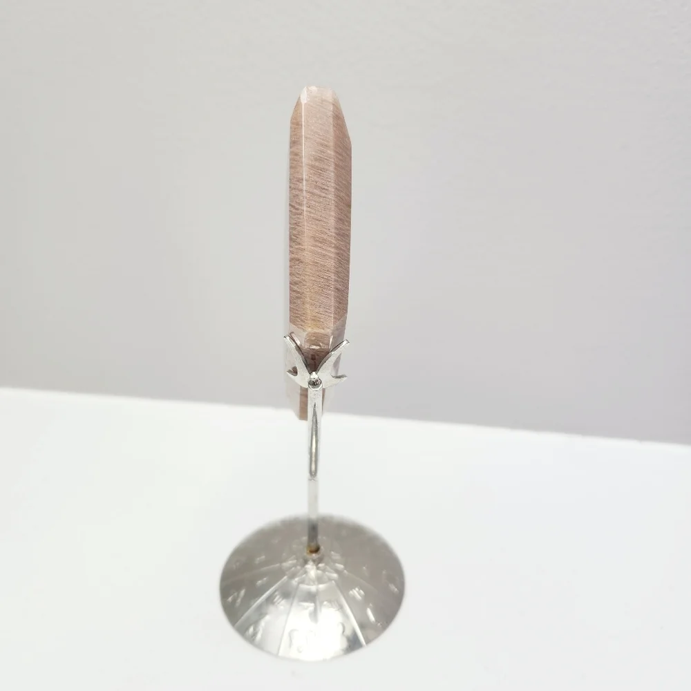 RARE pink amazonite diamond carving with silver stand - crystals gemstone rock - Picture 4 of 12